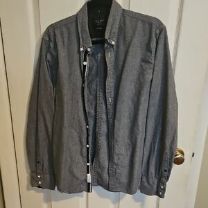 Rag & Bone Men's Grey Button-Down Shirt - Textured Long Sleeve